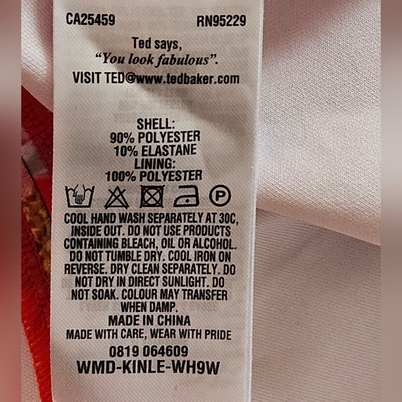 TED BAKER London Red Sleeveless Floral V- Neck Fit & Flare Dress Size 4 - Picture 10 of 10